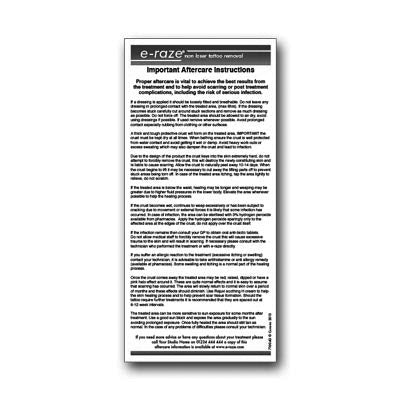 Tattoo Removal Aftercare Leaflet (B&W)