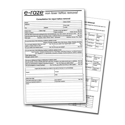 Tattoo Removal Consultation Sheets